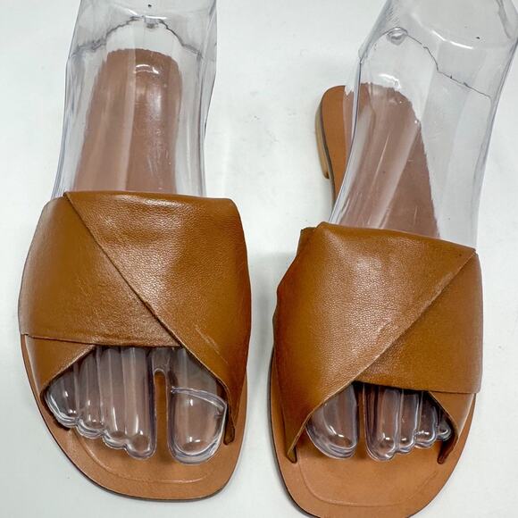 ASOS Brown Leather Slide Sandal, GUC, Size 5, MSRP $79 - Picture 9 of 14